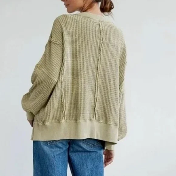 American Eagle Outfitters XL SERIOUSLY lived In  Over Sized Waffle Knit Sweater - Picture 8 of 8